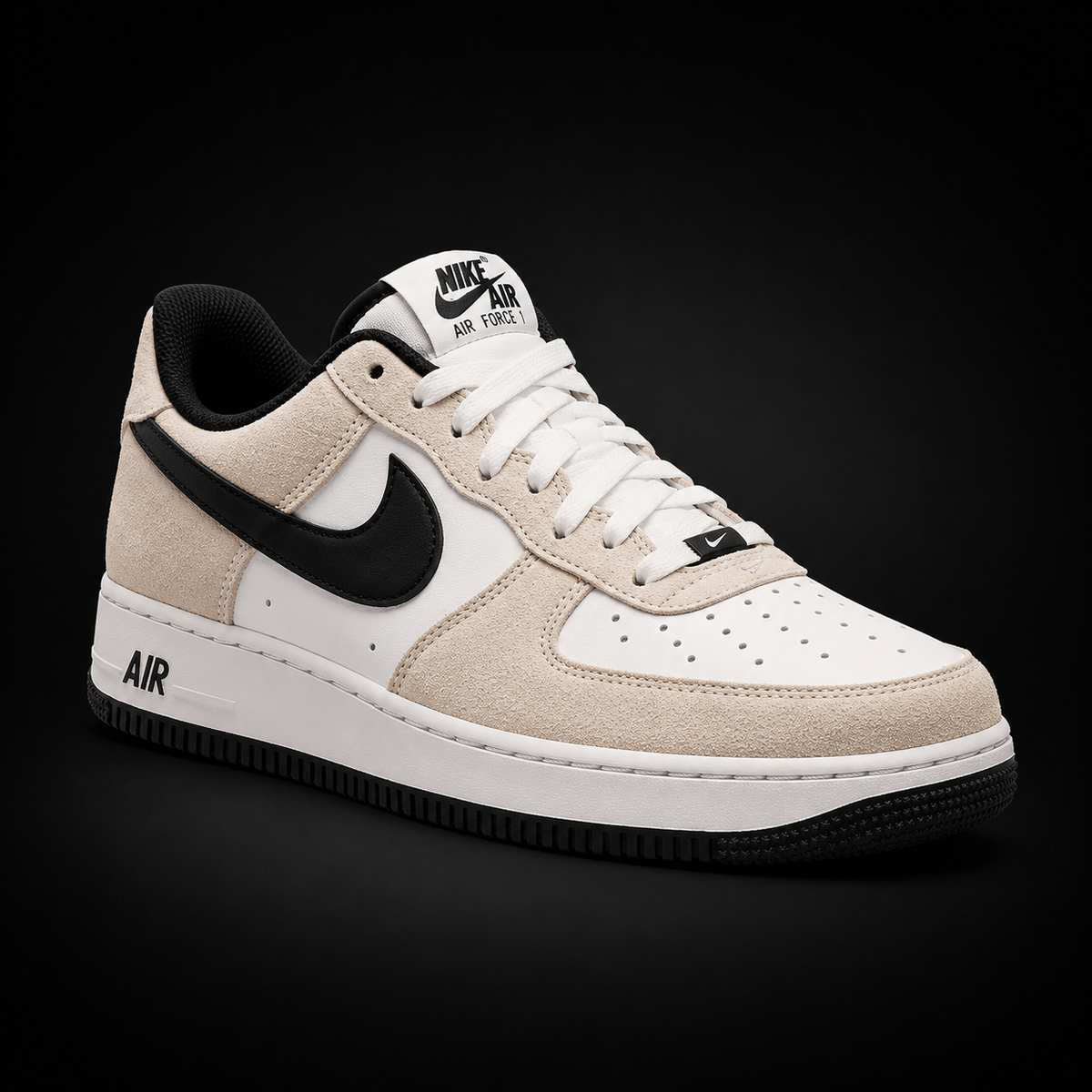 Nike Air Force 1 Low '07 White Black White, vista frontal — Crazy!Duck Hype