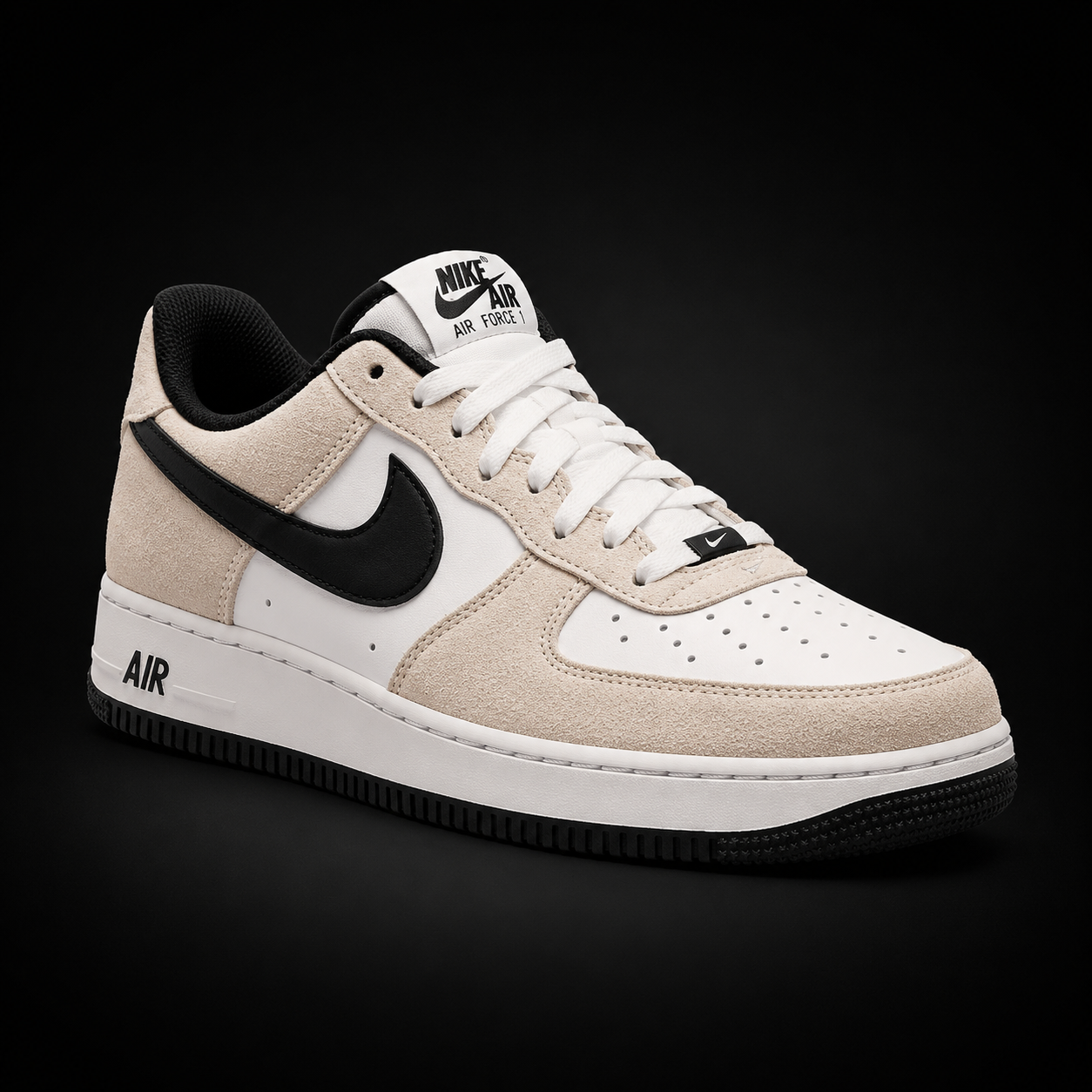 Nike Air Force 1 Low '07 White Black White, vista frontal — Crazy!Duck Hype