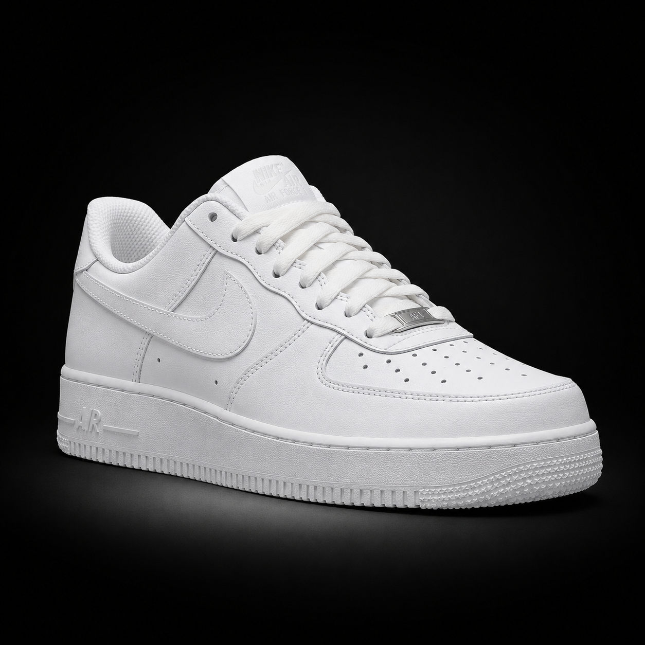 Nike Air Force 1 Low '07 White, vista frontal — Crazy!Duck Hype