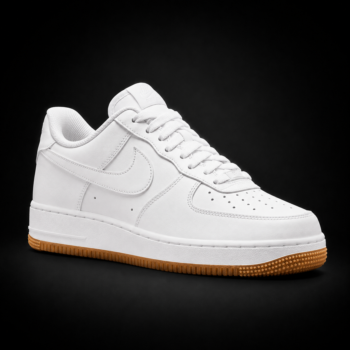 Nike Air Force 1 Low '07 White Gum, vista frontal — Crazy!Duck Hype