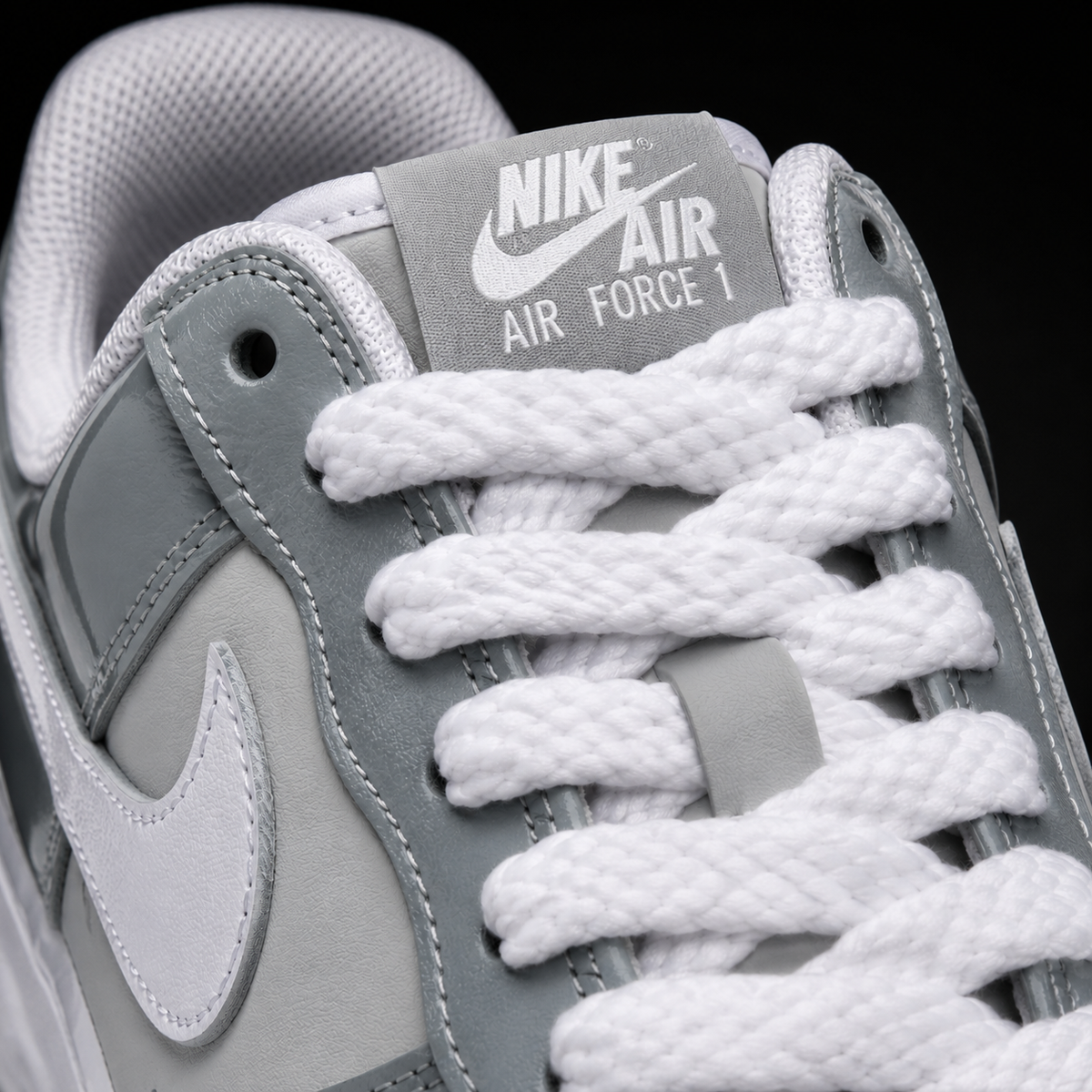 Nike Air Force 1 Low '07 Wolf Grey Vast, detalle de agujetas — Crazy!Duck Hype