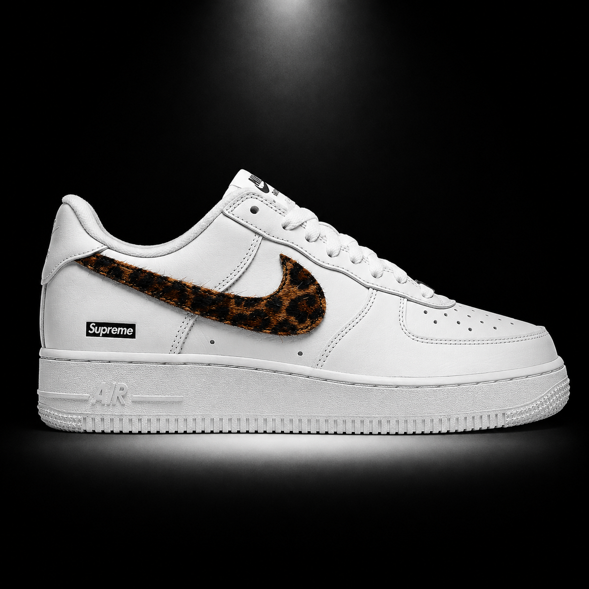 Nike Air Force 1 Low Supreme White Multi, vista lateral — Crazy!Duck Hype