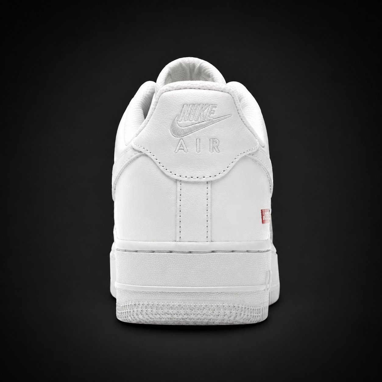 Nike Air Force 1 Low Supreme White White, vista trasera — Crazy!Duck Hype