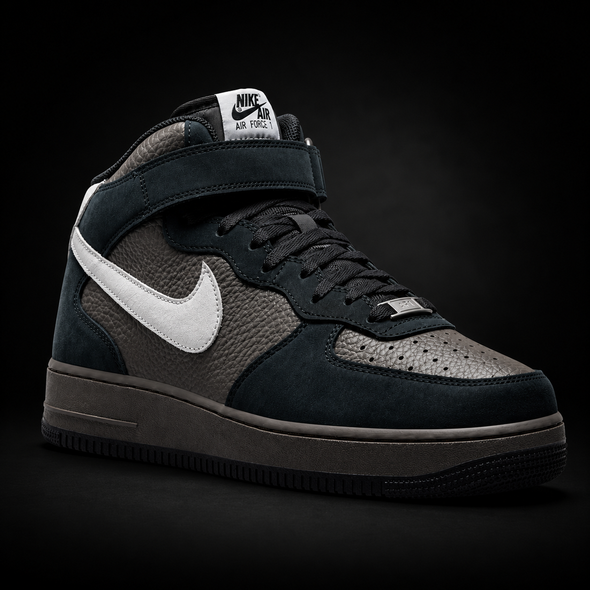 Nike Air Force 1 Mid '07 Berlin Cave Stone, vista frontal — Crazy!Duck Hype