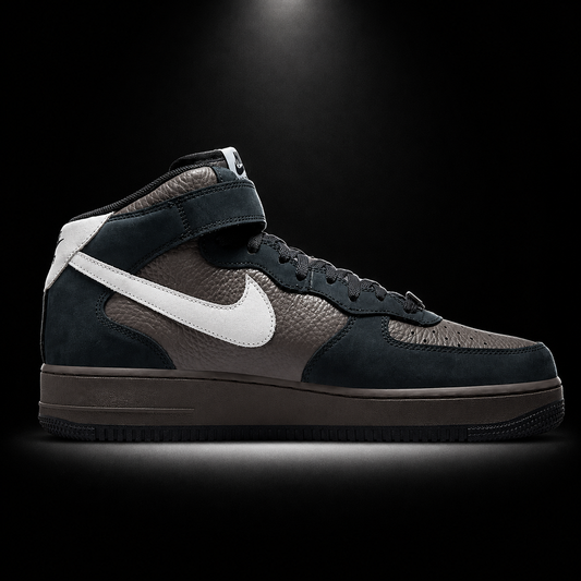 Nike Air Force 1 Mid '07 Berlin Cave Stone, vista lateral — Crazy!Duck Hype
