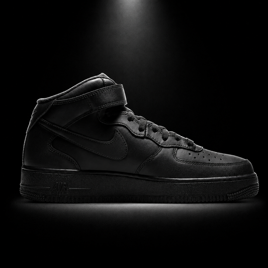 Nike Air Force 1 Mid '07 Black, vista lateral — Crazy!Duck Hype