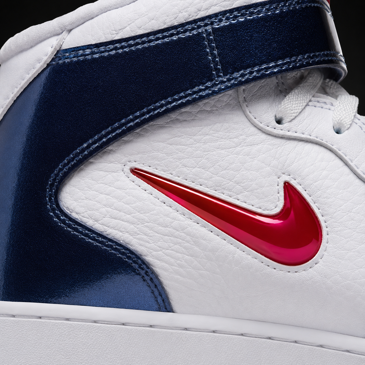 Nike Air Force 1 Mid '07 Independence Day, detalle de logo y material — Crazy!Duck Hype