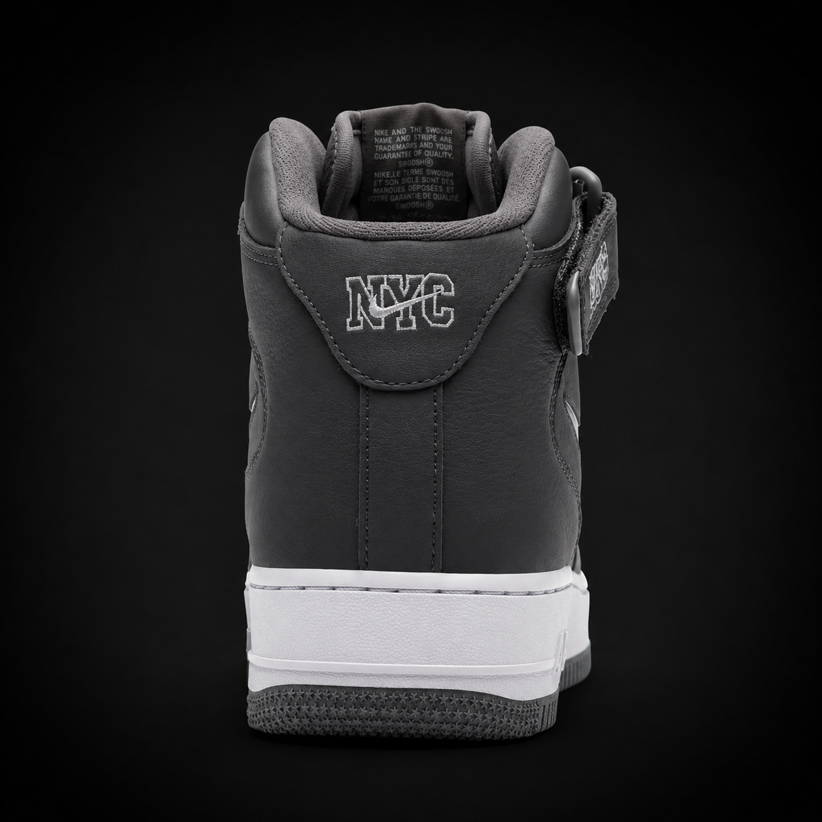 Nike Air Force 1 Mid '07 NYC Cool Grey, vista trasera — Crazy!Duck Hype