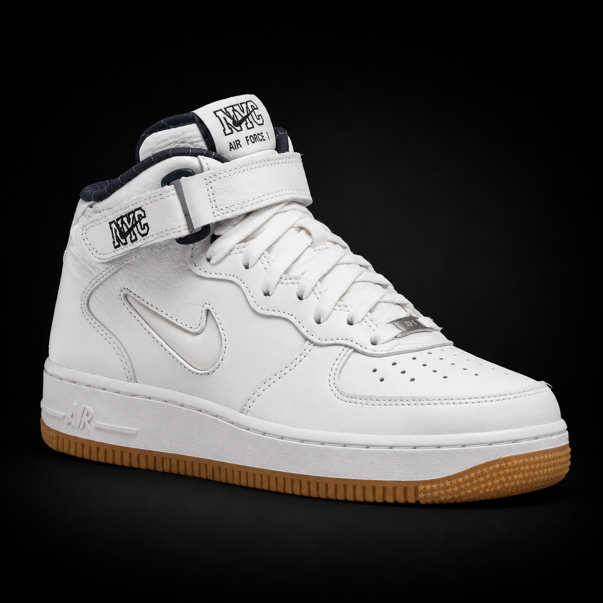 Nike Air Force 1 Mid '07 NYC Mid '07night Navy, vista frontal — Crazy!Duck Hype