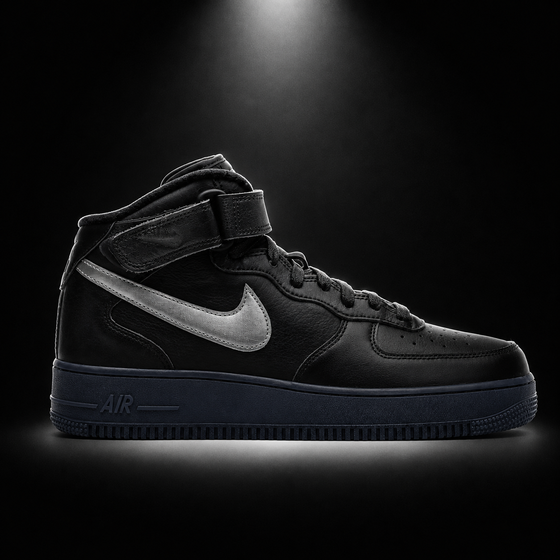 Nike Air Force 1 Mid '07 Premium "Black Metallic Silver"