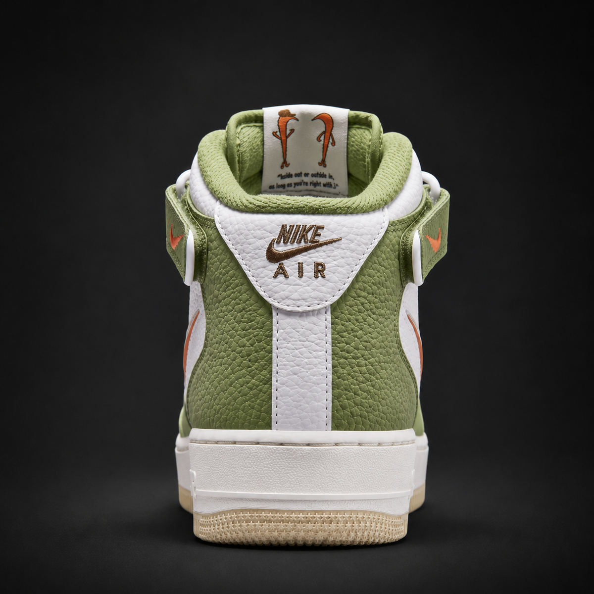 Nike Air Force 1 Mid '07 White Oil Green, vista trasera — Crazy!Duck Hype
