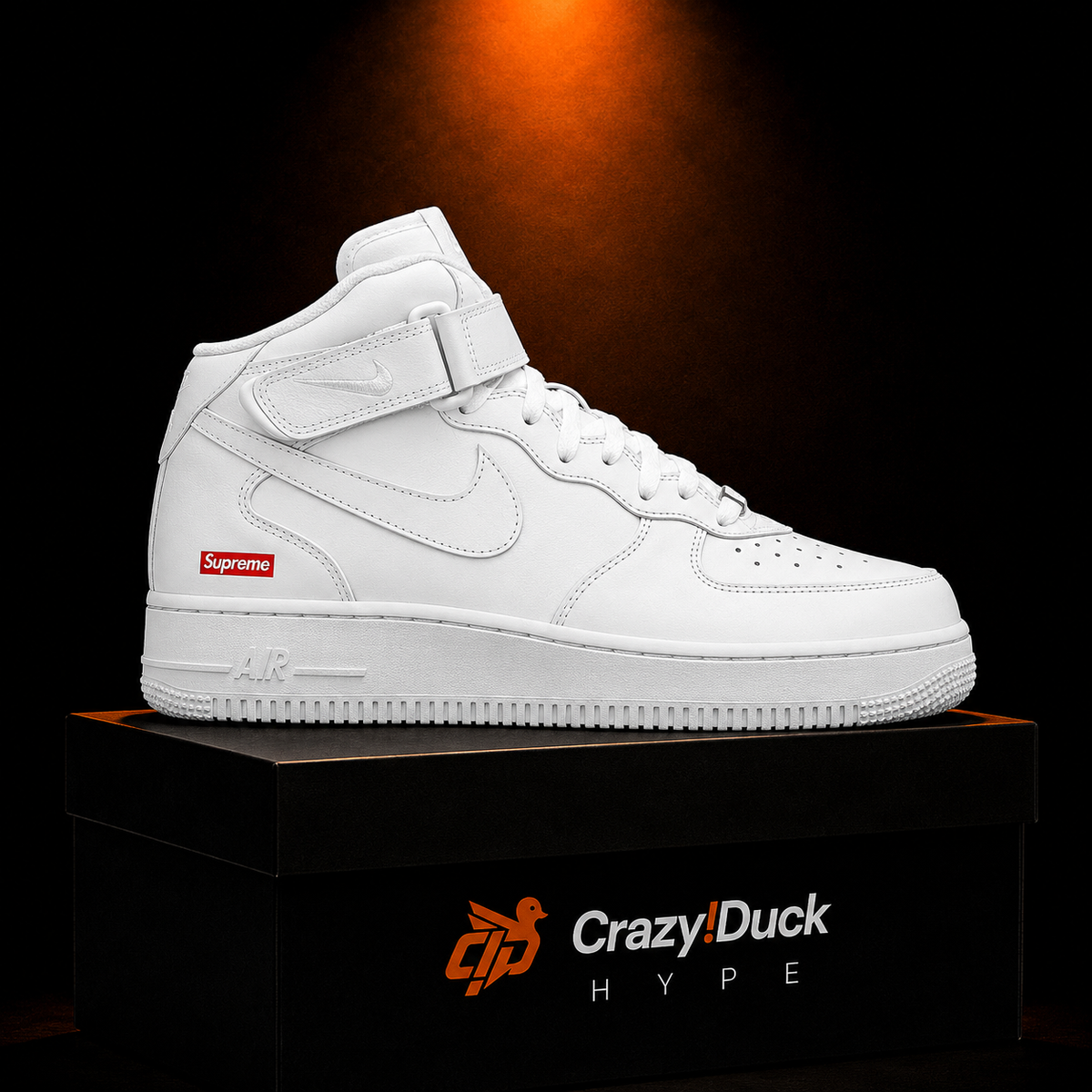 Nike Air Force 1 Mid Supreme White White con empaque — Crazy!Duck Hype