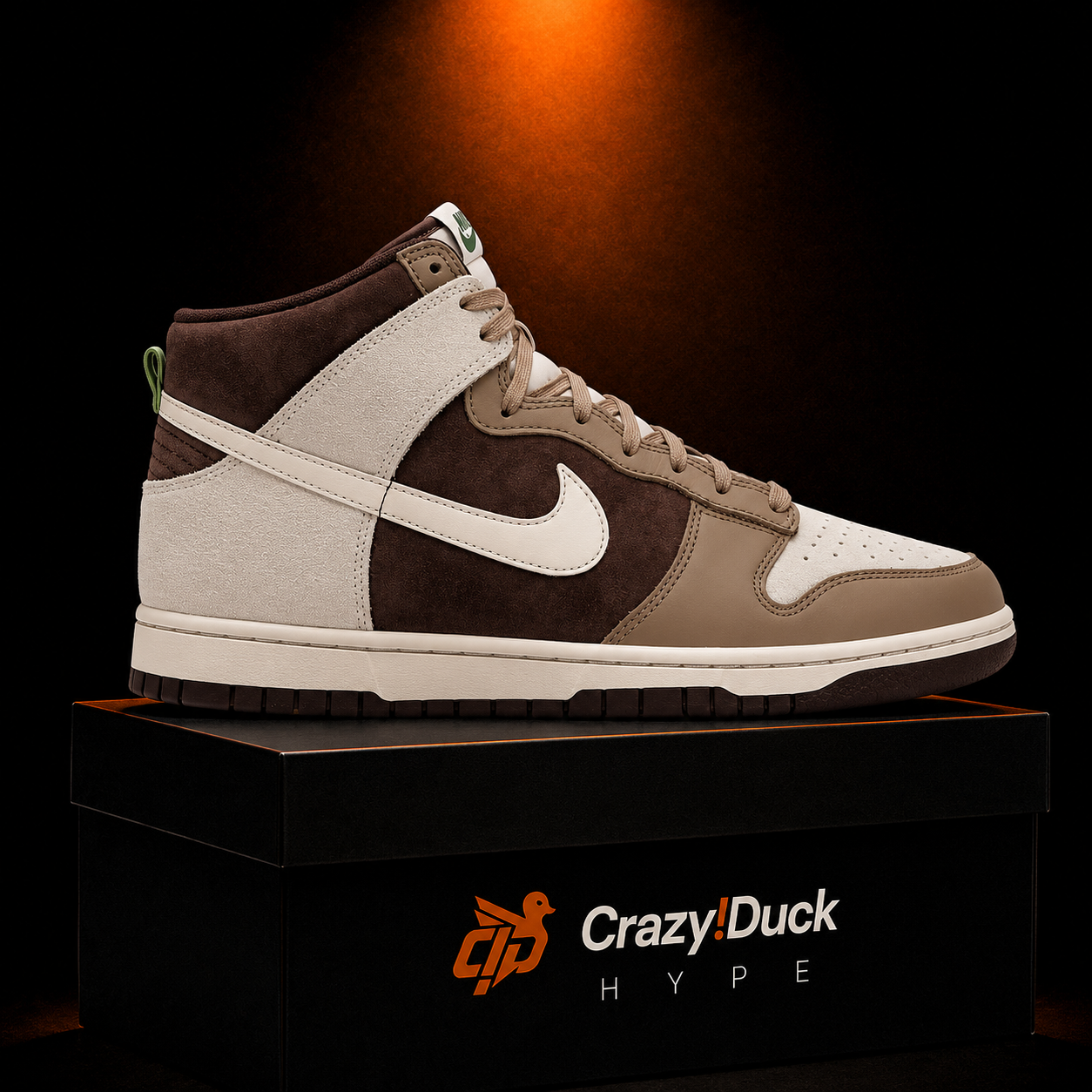 Nike Dunk High Khak Light Chocolate con empaque — Crazy!Duck Hype