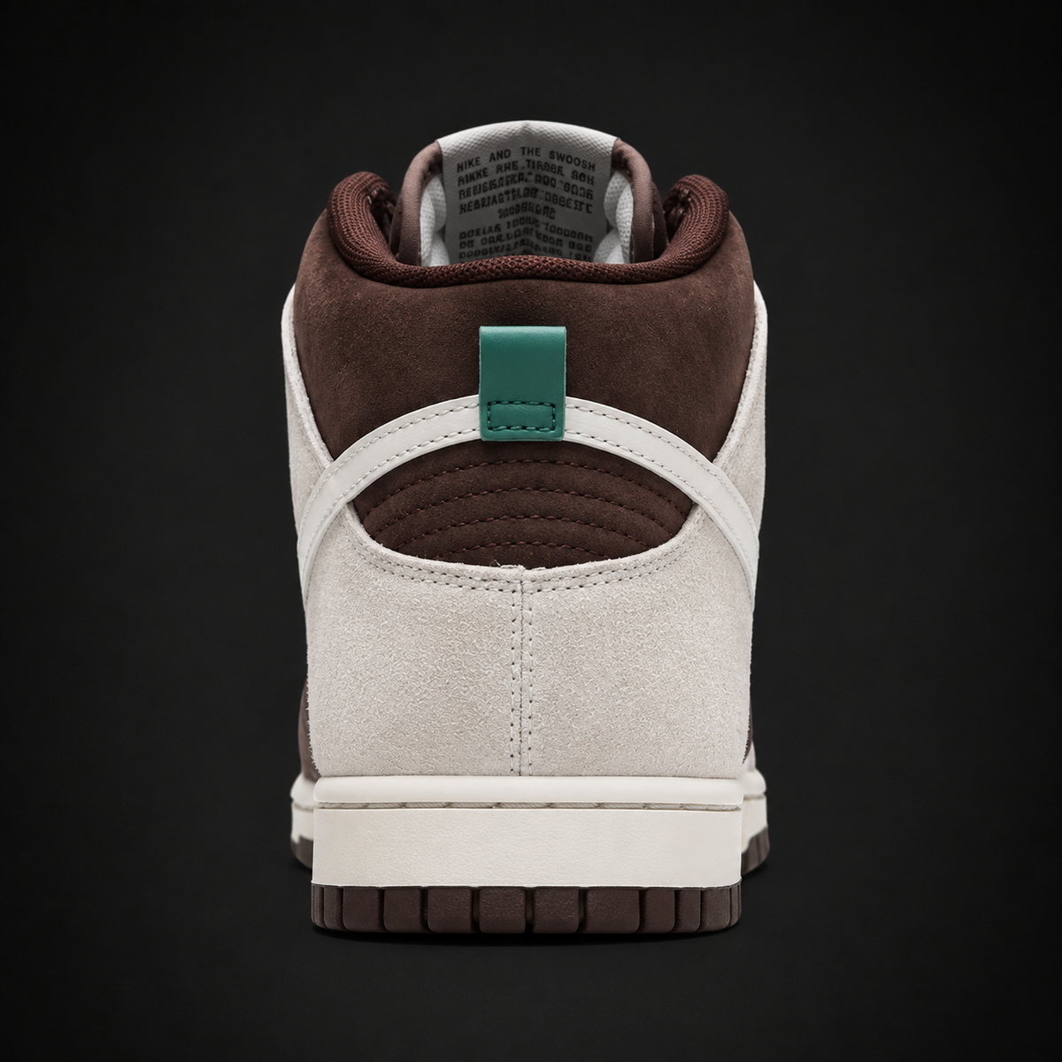Nike Dunk High Khak Light Chocolate, vista trasera — Crazy!Duck Hype