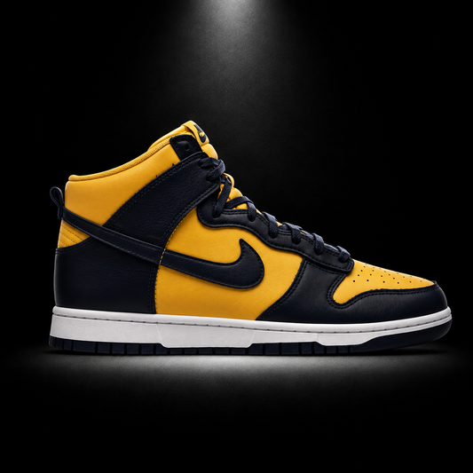 Nike Dunk High Michigan, vista lateral — Crazy!Duck Hype