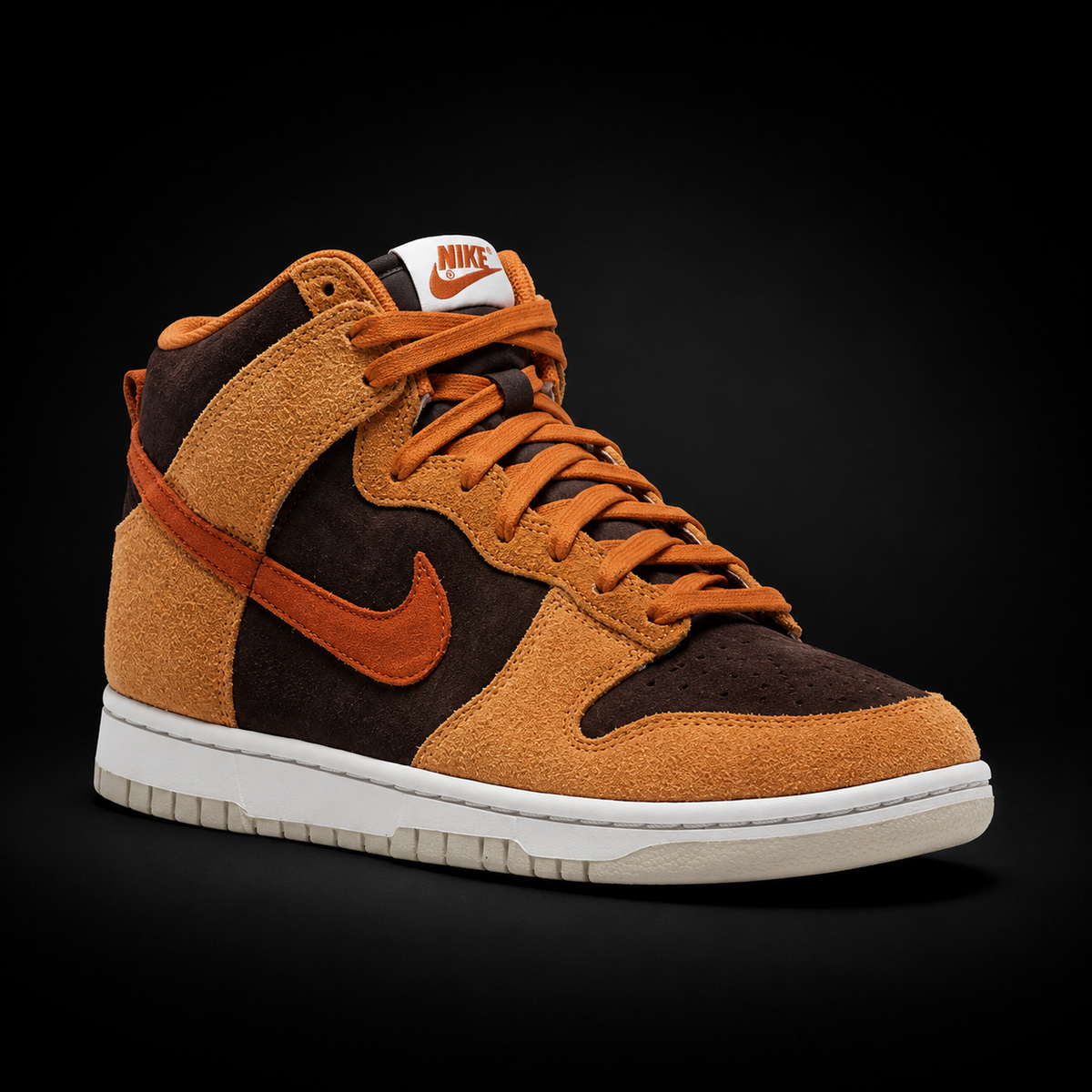 Nike Dunk High Premium Dark Russet, vista frontal — Crazy!Duck Hype