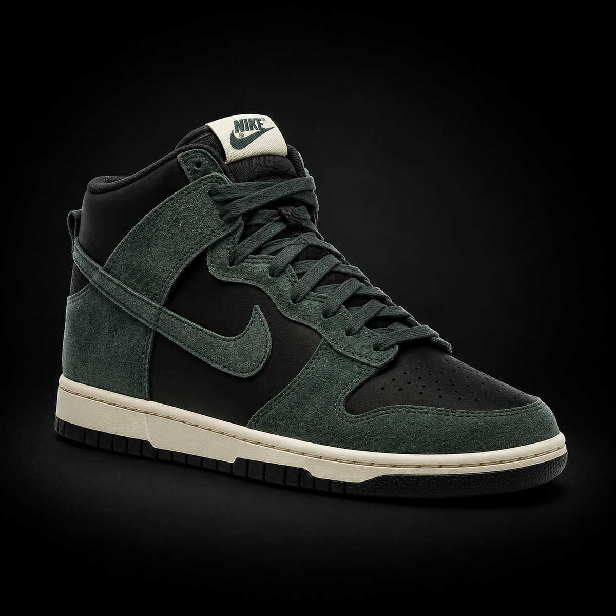 Nike Dunk High Premium Faded Spruce, vista frontal — Crazy!Duck Hype