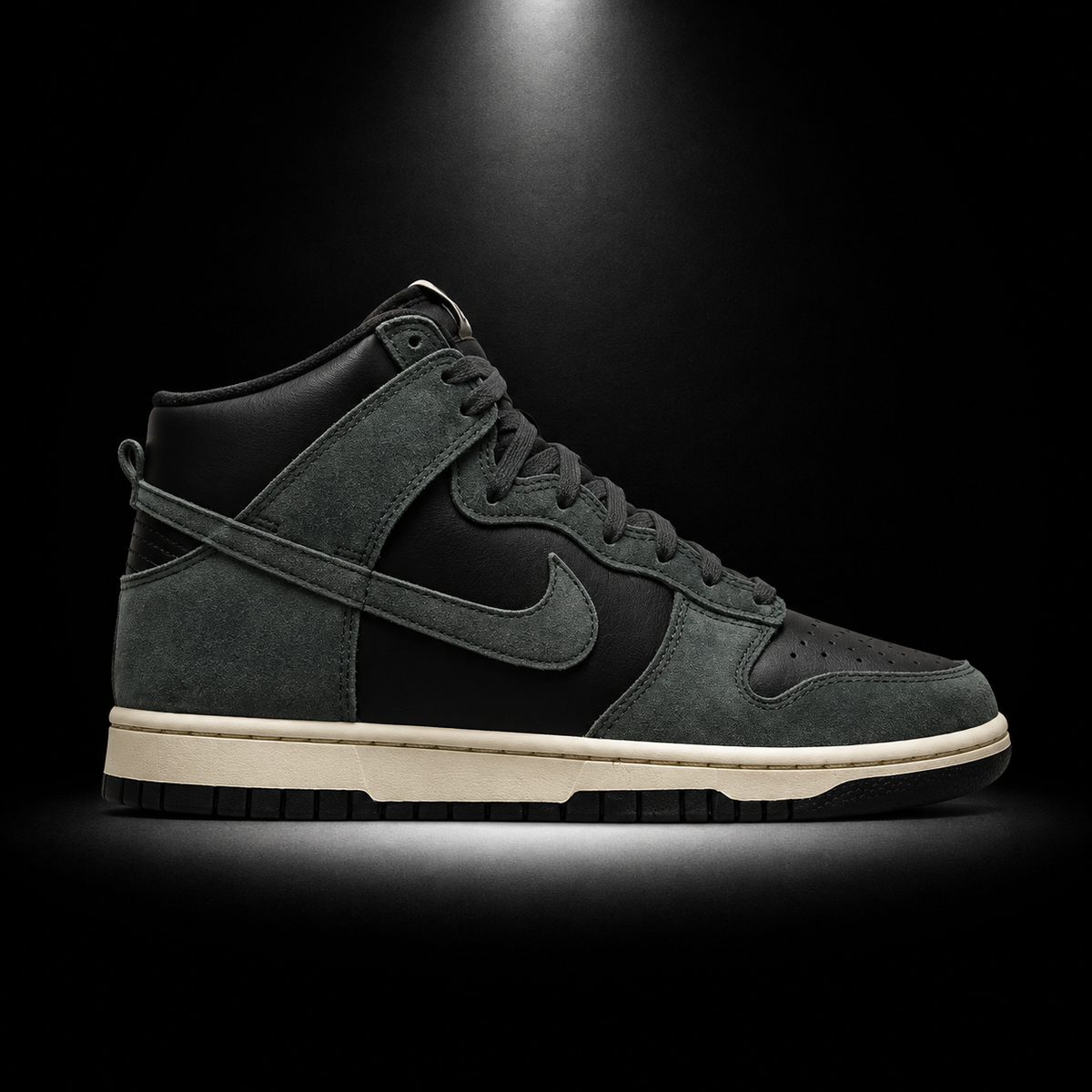Nike Dunk High Premium Faded Spruce, vista lateral — Crazy!Duck Hype