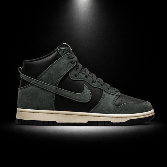Nike Dunk High Premium Faded Spruce, vista lateral — Crazy!Duck Hype
