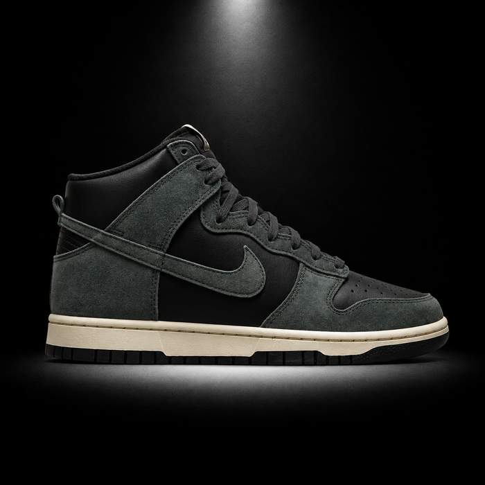 Nike Dunk High Premium Faded Spruce, vista lateral — Crazy!Duck Hype