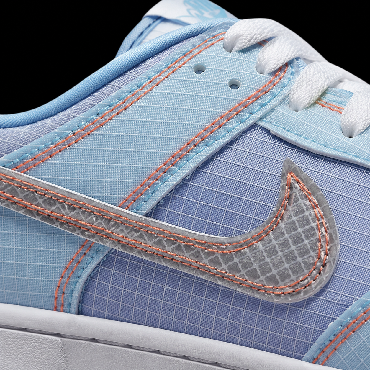 Nike Dunk Low Argon, detalle de logo y material — Crazy!Duck Hype