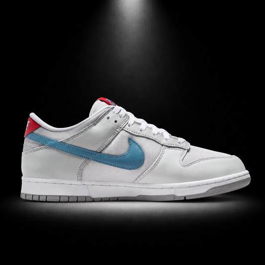 Nike Dunk Low Metallic Silver Aegean Storm, vista lateral — Crazy!Duck Hype