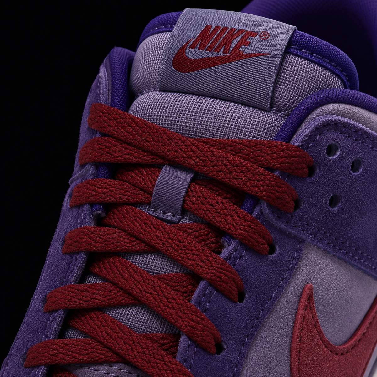 Nike Dunk Low Plum, detalle de agujetas — Crazy!Duck Hype
