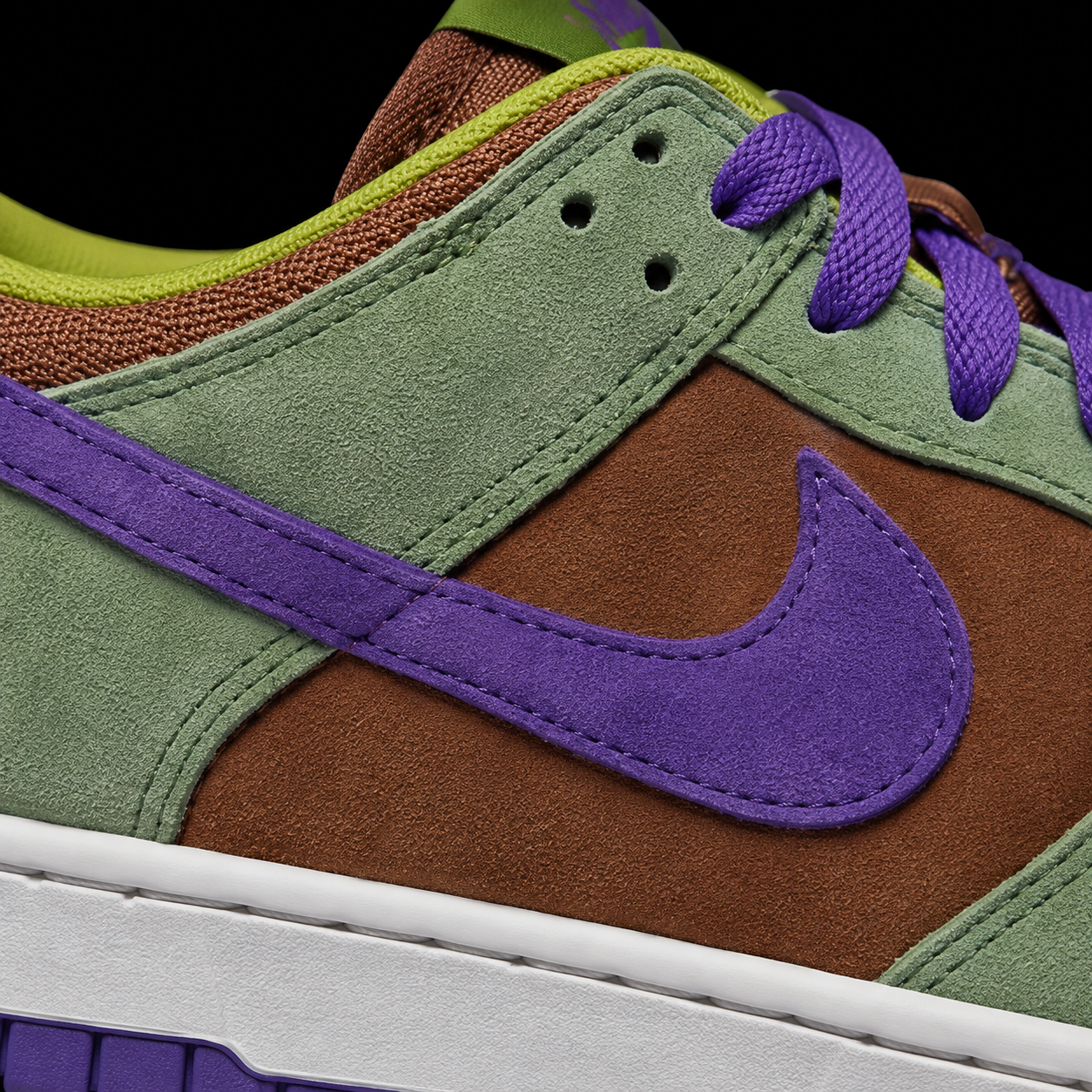 Nike Dunk Low Veneer, detalle de logo y material — Crazy!Duck Hype
