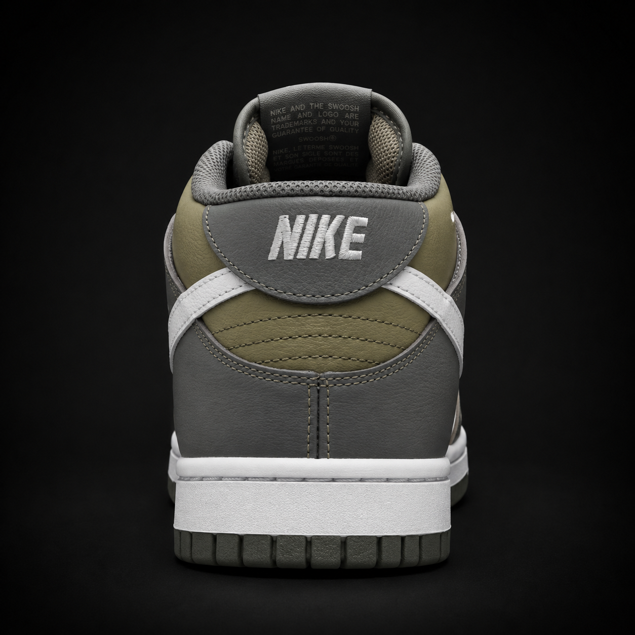 Nike Dunk Mid Dark Stucco, vista trasera — Crazy!Duck Hype