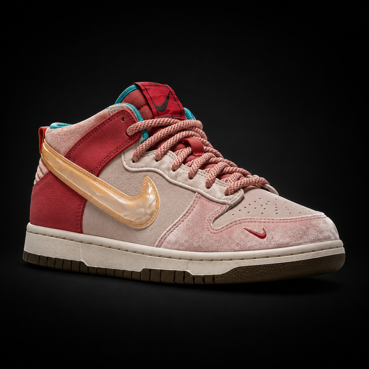 Nike Dunk Mid Strawberry Milk, vista frontal — Crazy!Duck Hype