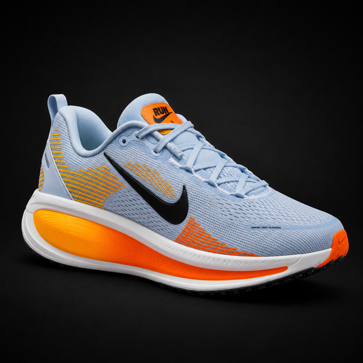 Nike Vomero 18 Blue Orange Black, vista frontal — Crazy!Duck Hype