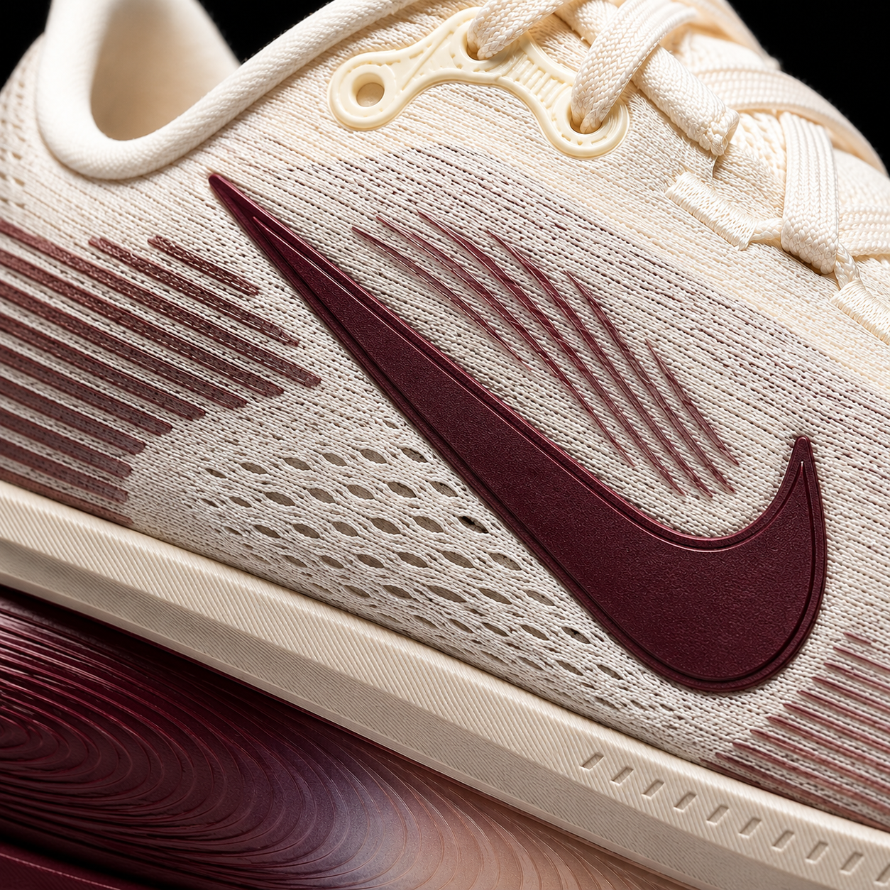 Nike Vomero 18 Ivory Dark, detalle de logo y material — Crazy!Duck Hype