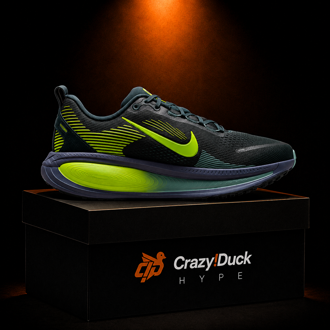 Nike Vomero 18 Seaweed Cannon Volt con empaque — Crazy!Duck Hype
