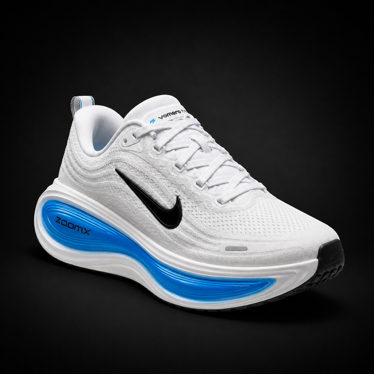 Nike Vomero Plus Black White Grey, vista frontal — Crazy!Duck Hype