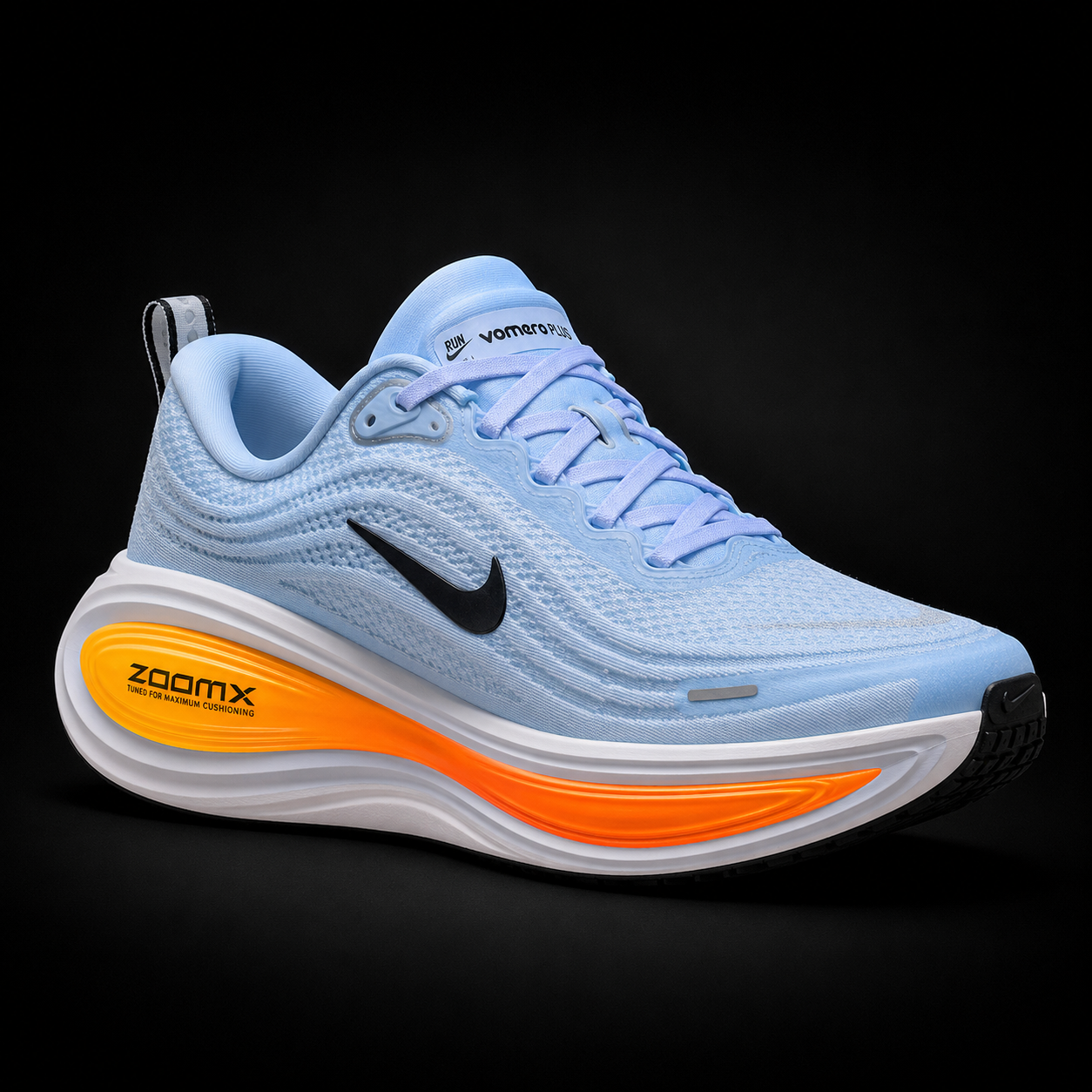 Nike Vomero Plus Blue Black Orange, vista frontal — Crazy!Duck Hype