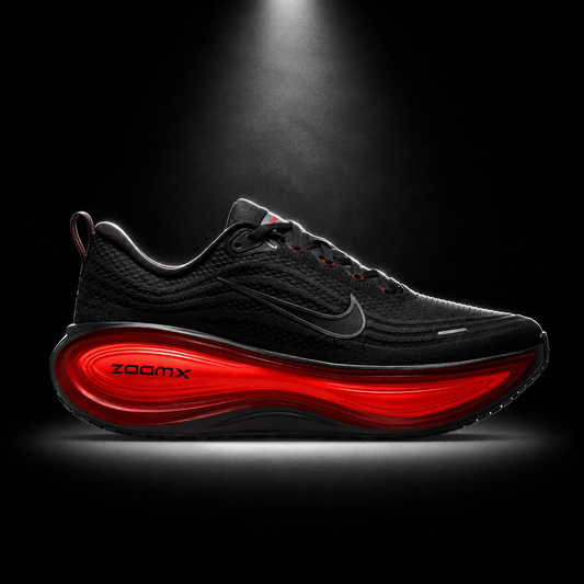 Nike Vomero Plus Gray Red Black, vista lateral — Crazy!Duck Hype