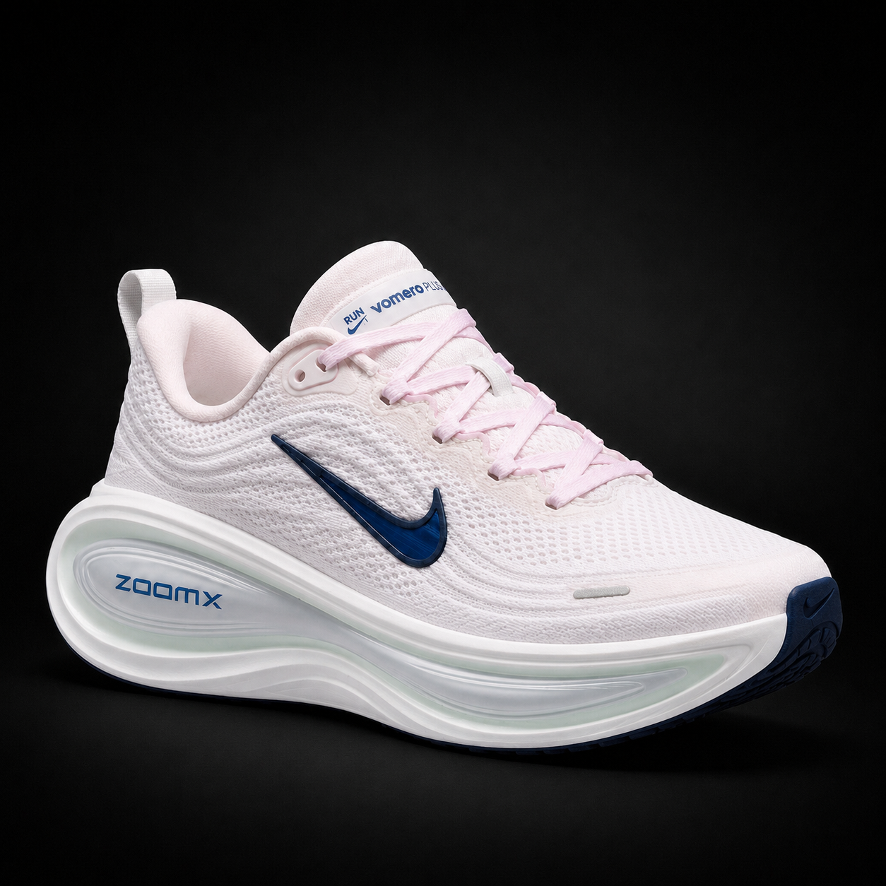 Nike Vomero Plus Midnight Navy Pearl Pink, vista frontal — Crazy!Duck Hype