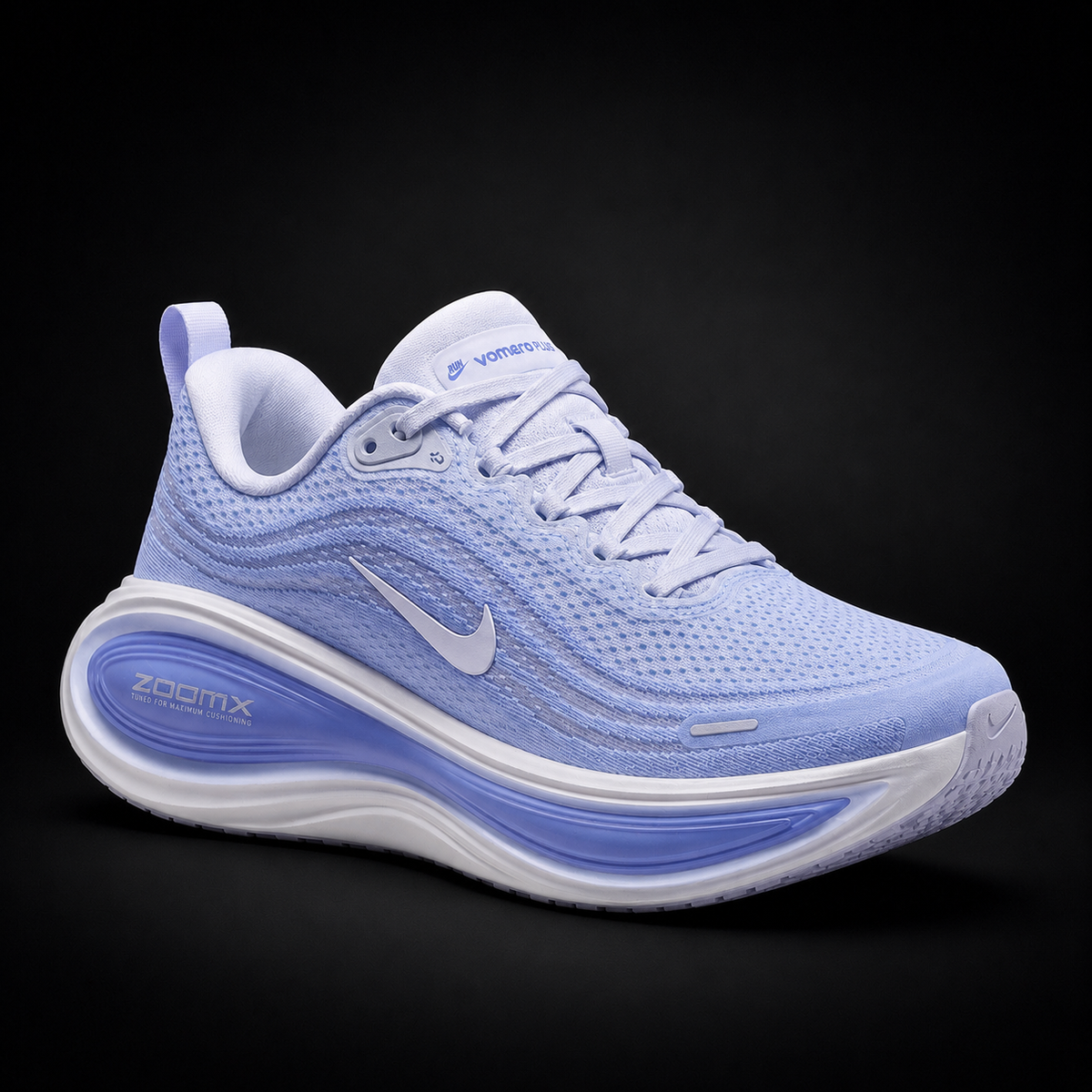 Nike Vomero Plus Royal Pulse Football Gray, vista frontal — Crazy!Duck Hype