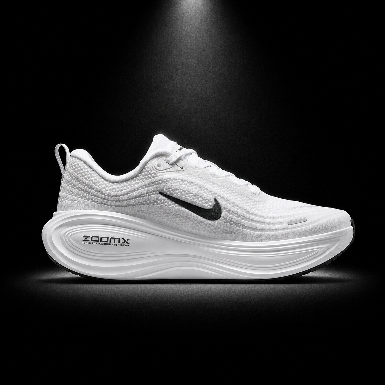 Nike Vomero Plus White Black, vista lateral — Crazy!Duck Hype