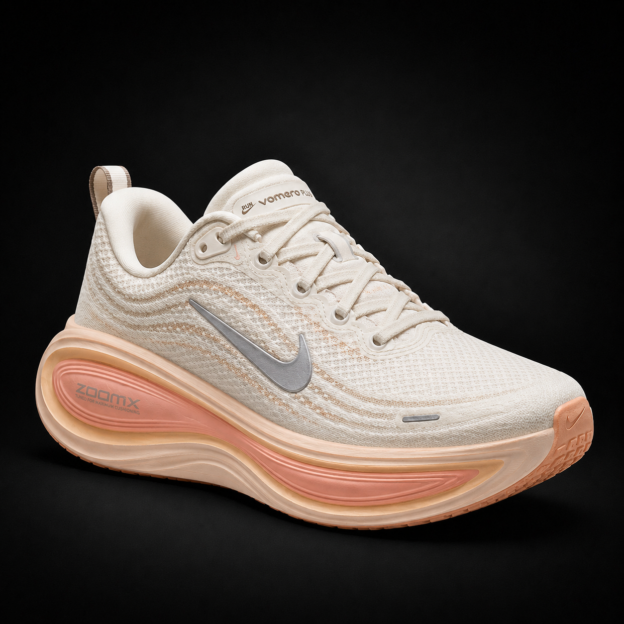 Nike Vomero Plus White Silver Orange, vista frontal — Crazy!Duck Hype