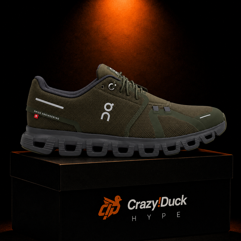 On Cloud 6 Olive Eclipse con empaque — Crazy!Duck Hype