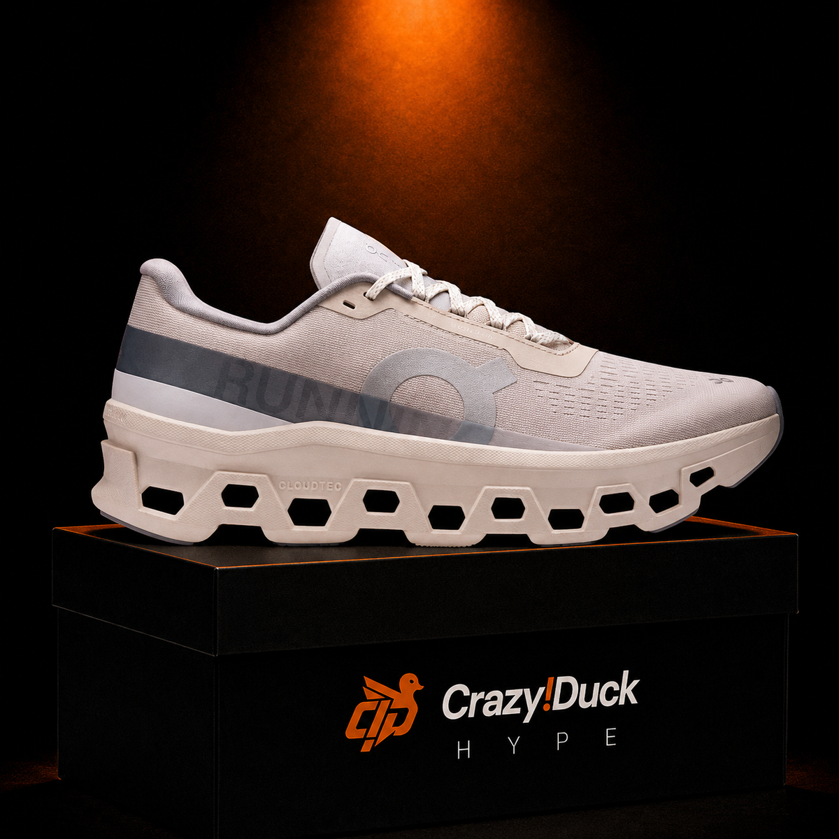 On Cloudmonster Pearl Ivory/Pearl Ivory con empaque — Crazy!Duck Hype