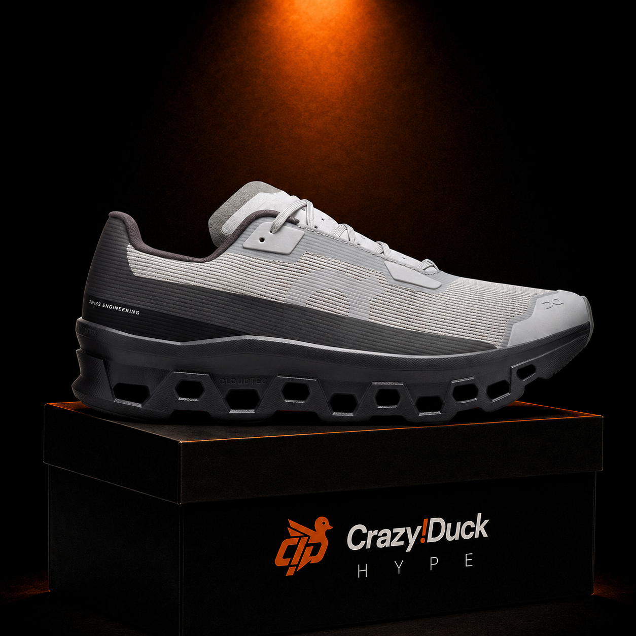 On Cloudmonster Void Alloy/Black con empaque — Crazy!Duck Hype