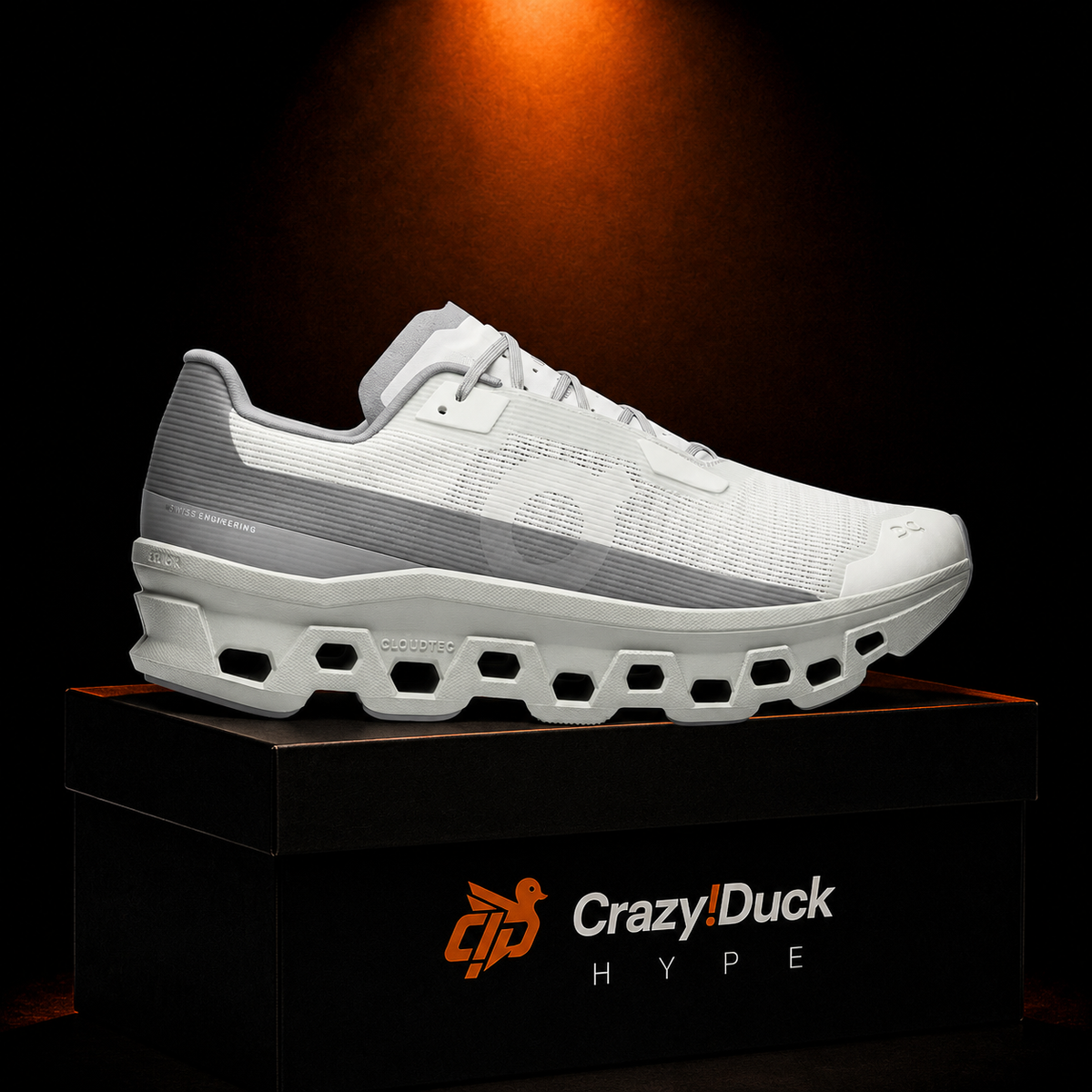 On Cloudmonster Void Iceberg/Tin con empaque — Crazy!Duck Hype