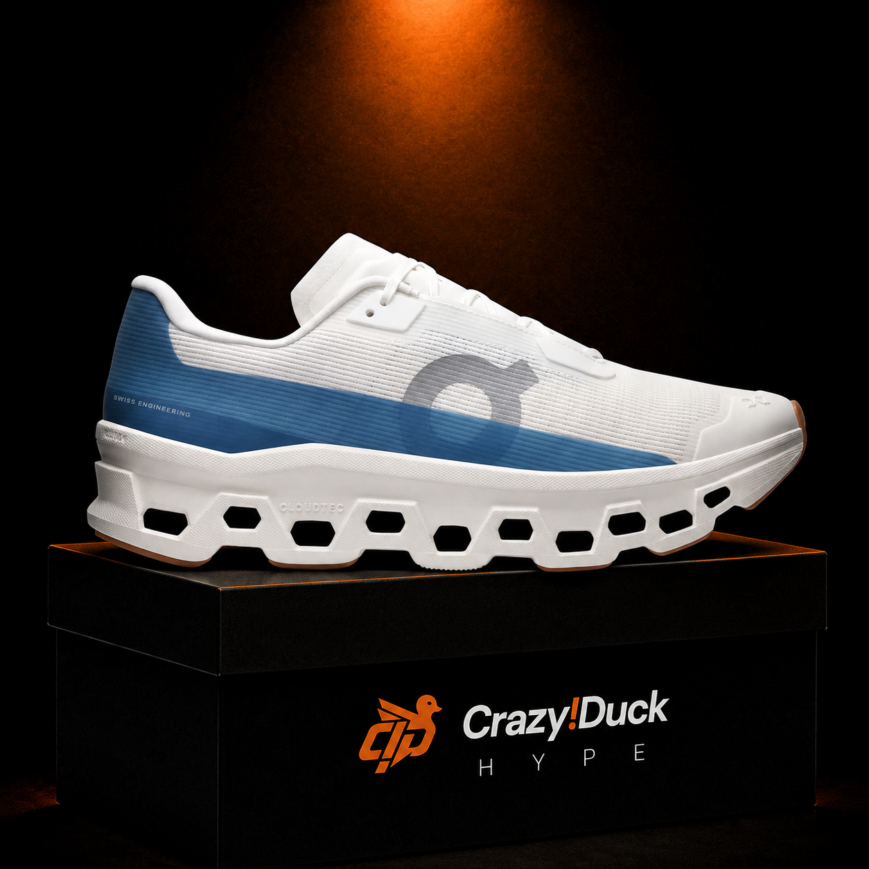 On Cloudmonster Void Ivory/Blue con empaque — Crazy!Duck Hype
