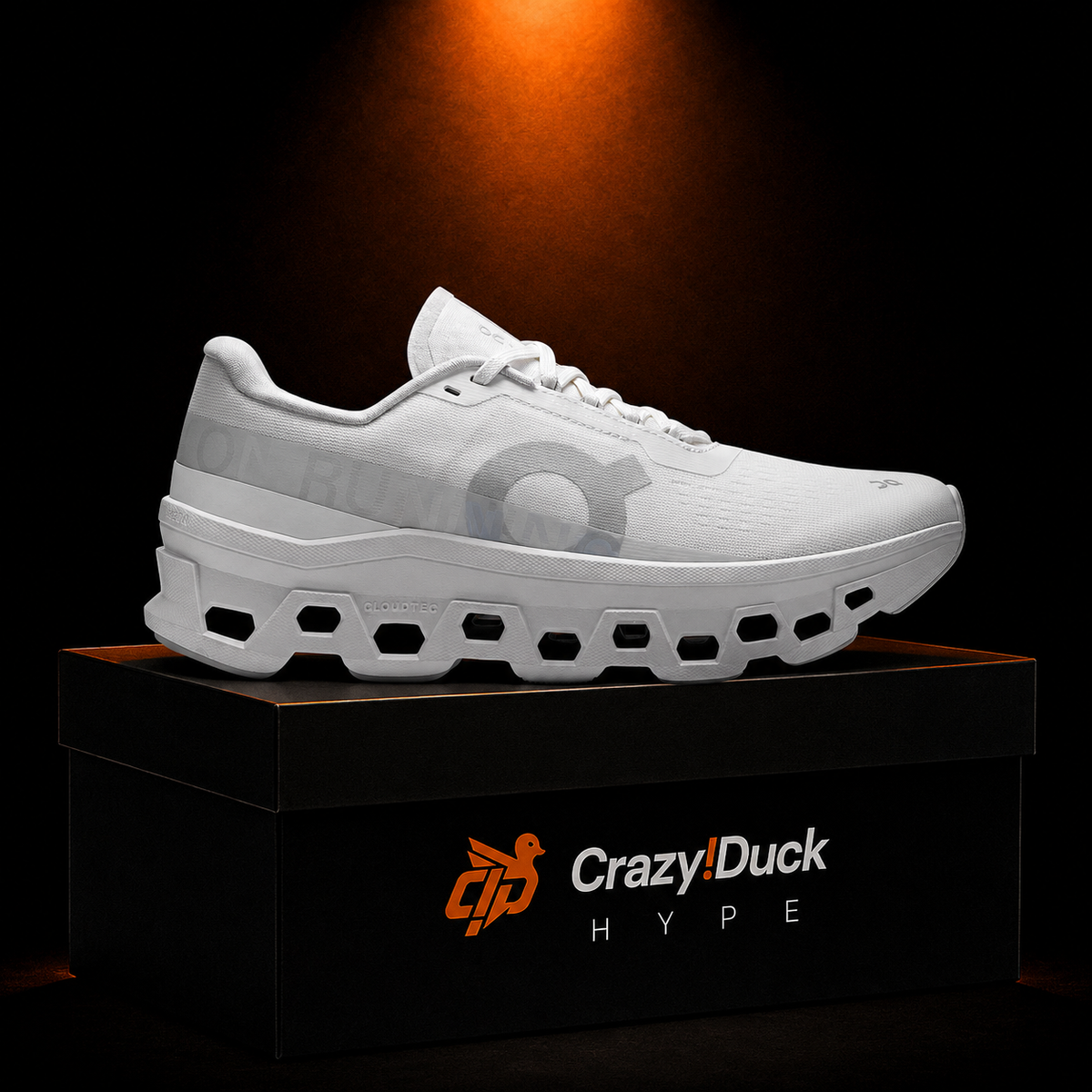 On Cloudmonster White/White con empaque — Crazy!Duck Hype