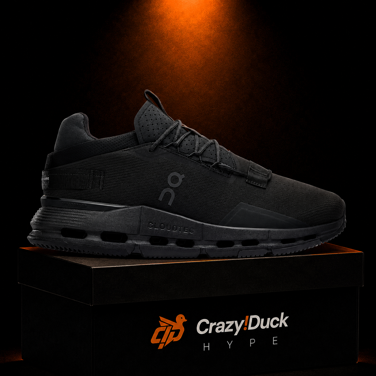 On Cloudnova 2 All Black con empaque — Crazy!Duck Hype