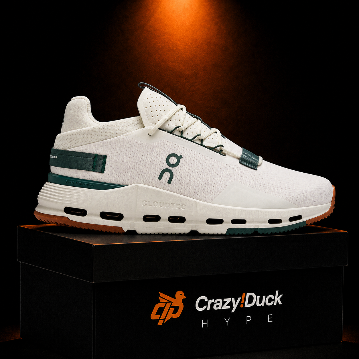 On Cloudnova 2 Ivory Olive con empaque — Crazy!Duck Hype