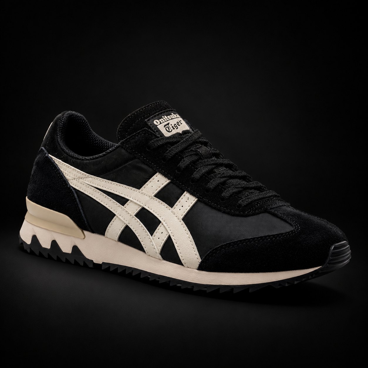 Onitsuka Tiger Black Oatmeal, vista frontal — Crazy!Duck Hype