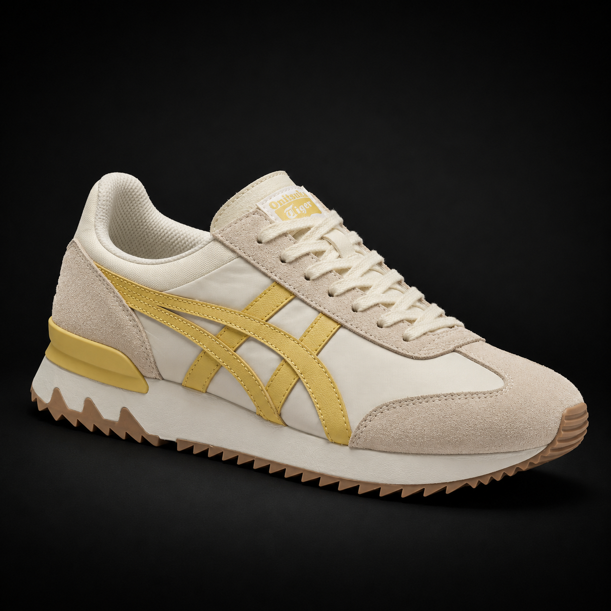 Onitsuka Tiger Cream Faded Yellow, vista frontal — Crazy!Duck Hype